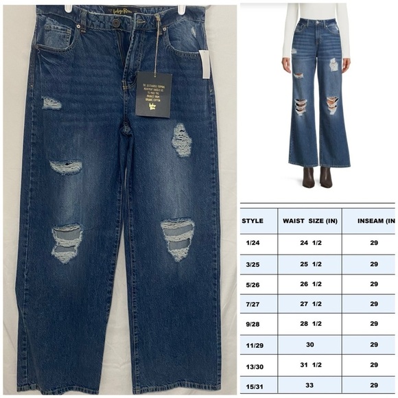 Indigo Rein Sz 9 (28/32)Skater High Rise Flare Leg Slouchy Distressed Jeans NWT - Picture 1 of 9